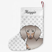 Isabella en Tan Long Hair Dachshund Dog Head Kleine Kerstsok (Achterkant)