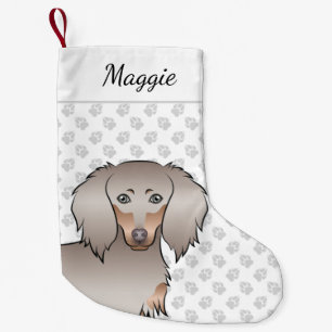 Isabella en Tan Long Hair Dachshund Dog Head Kleine Kerstsok
