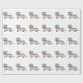 Isabella en Tan Long Hair Dachshund Dog Pattern Cadeaupapier (Vlak)