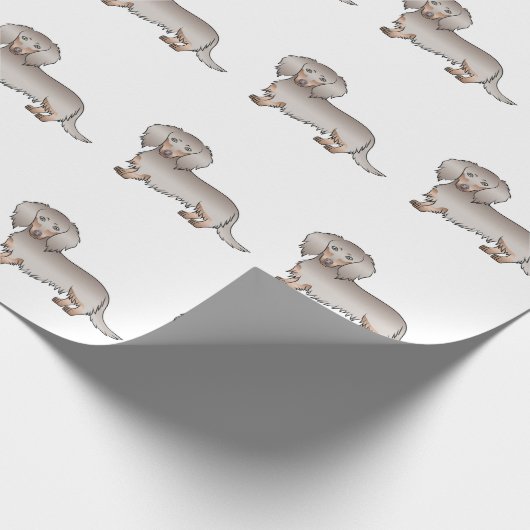 Isabella en Tan Long Hair Dachshund Dog Pattern Cadeaupapier (Hoek)