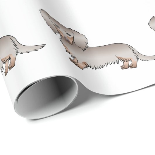 Isabella en Tan Long Hair Dachshund Dog Pattern Cadeaupapier (Rol Hoek)