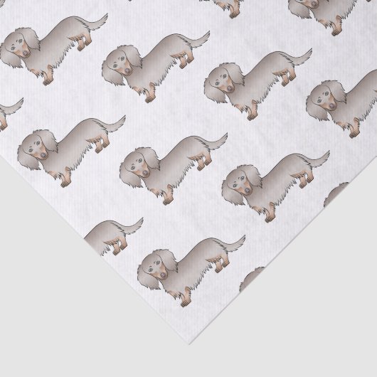 Isabella en Tan Long Hair Dachshund Dog Pattern Tissuepapier (Detail)