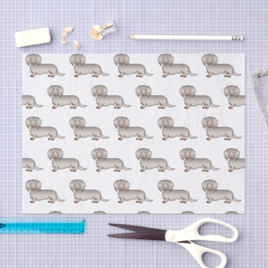 Isabella en Tan Long Hair Dachshund Dog Pattern Tissuepapier (Craft)