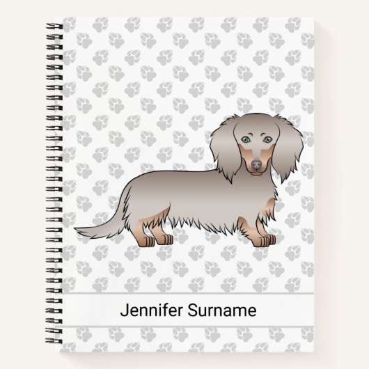 Isabella en Tan Long Hair Dachshund Dog & Text Notitieboek (Voorkant)