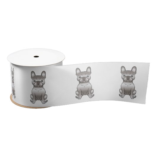 Isabella French Bulldog Frenchie Cute Cartoon Dog Satijnen Lint (Spoel)