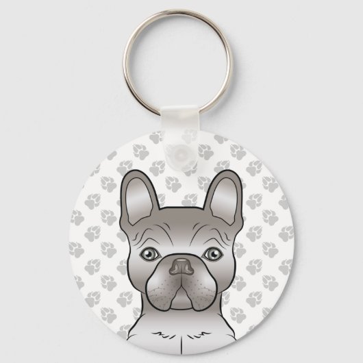 Isabella French Bulldog / Frenchie Cute Dog & Paws Sleutelhanger (Voorkant)