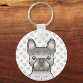 Isabella French Bulldog / Frenchie Cute Dog & Paws Sleutelhanger (Voorkant)