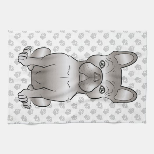 Isabella French Bulldog / Frenchie Cute Dog & Paws Theedoek (Horizontaal)