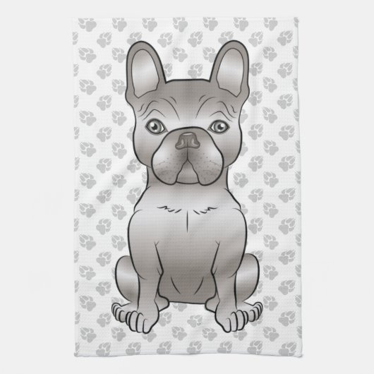 Isabella French Bulldog / Frenchie Cute Dog & Paws Theedoek (Verticaal)