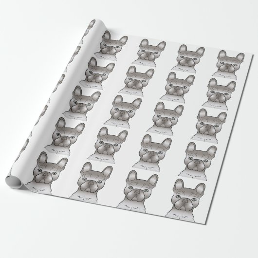 Isabella French Bulldog / Frenchie Dog Pattern Cadeaupapier (Uitgerold)
