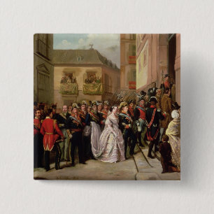 Isabella II van Spanje en haar echtgenoot Vierkante Button 5,1 Cm