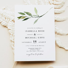 ISABELLA Klassieke Elegante Minimale Groene Huweli Kaart