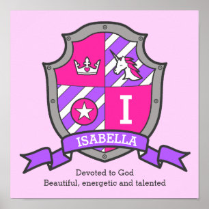 Isabella meisjes naam: heraldry shield poster
