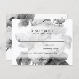 Isabella Monochrome Rozen RSVP Briefkaart