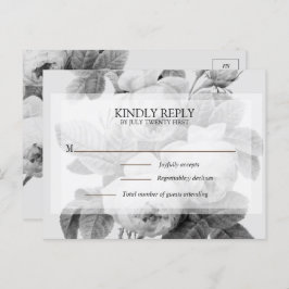 Isabella Monochrome Rozen RSVP Briefkaart