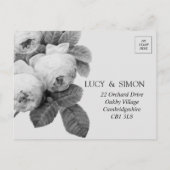 Isabella Monochrome Vintage Roses RSVP Postkaart Aankondigingskaart (Achterkant)