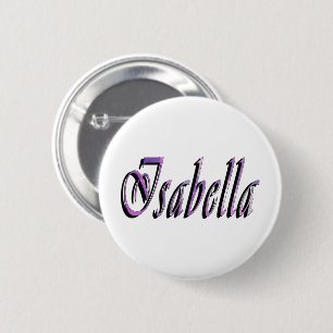 Isabella Naam In Paars En Roze, Ronde Button 5,7 Cm
