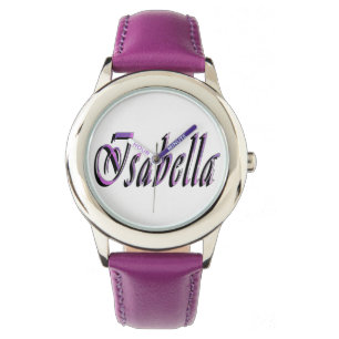 Isabella, naam, Logo, Meisjes Paars Lederenhorloge Horloge