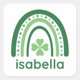 isabella Name Clover Boho Rainbow Vierkante Sticker