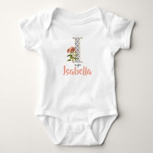 Isabella Name onthult Floral Letter Girl Whimsical Romper
