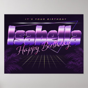 Isabella Name Vorname lila retro Poster Geburtstag