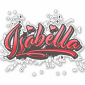 Isabella red Heart Graffiti Aufkleber Sticker (Voorkant)