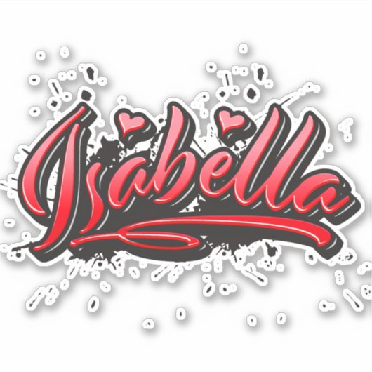 Isabella red Heart Graffiti Aufkleber Sticker (Voorkant)