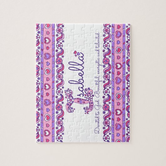 Isabella: roze paarse puzzel legpuzzel (Verticaal)