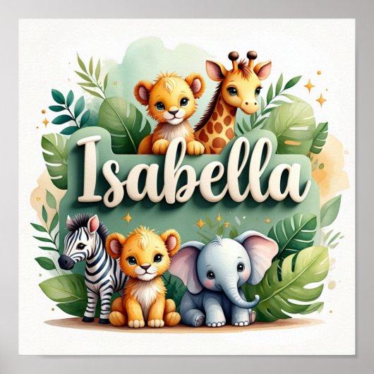 Isabella Safari Kwekerij Wandkunst Poster (Voorkant)