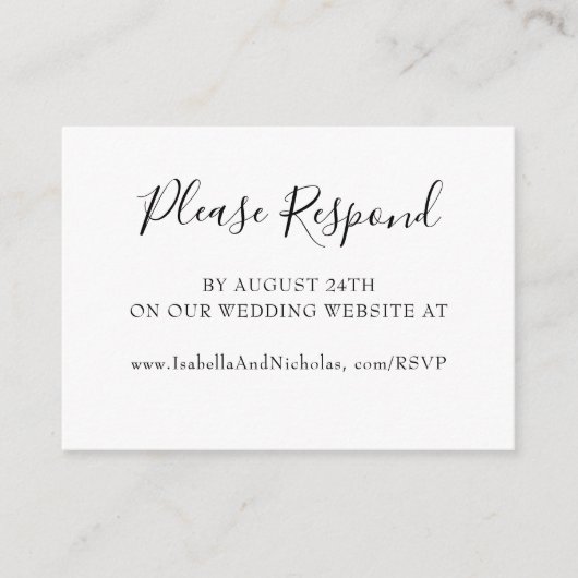 Isabella Simple Modern Calligraphy Website RSVP Informatiekaartje (Voorkant)