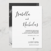 Isabella Simple Modern Script katholieke bruiloft Kaart (Voorkant / Achterkant)