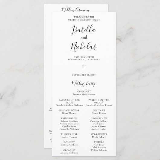 Isabella Simple Script Christelijk Wedding Program (Voorkant / Achterkant)