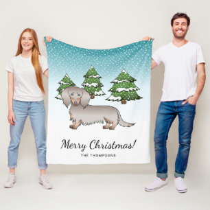 Isabella & Tan Langharige Dachshund Winterbos Fleece Deken
