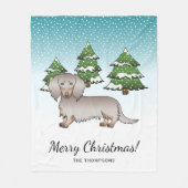 Isabella & Tan Langharige Dachshund Winterbos Fleece Deken (Voorkant)