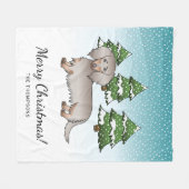 Isabella & Tan Langharige Dachshund Winterbos Fleece Deken (Voorkant (Horizontaal))