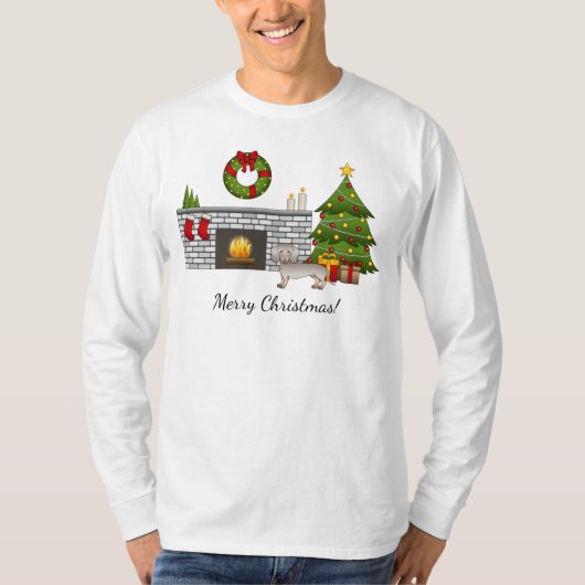 Isabella & Tan Smooth Coat Dachshund - Kerstmis T-shirt (Voorkant)