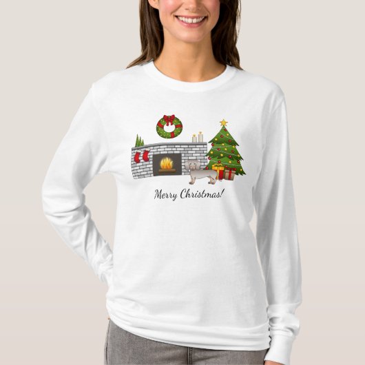 Isabella & Tan Smooth Coat Dachshund - Kerstmis T-shirt (Voorkant)