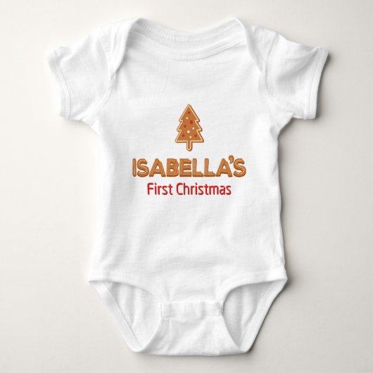 Isabella's eerste kerst peperkoek personaliseren romper (Voorkant)