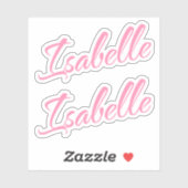 Isabelle Decoratieve Naam in Roze x2 Sticker (Vel)