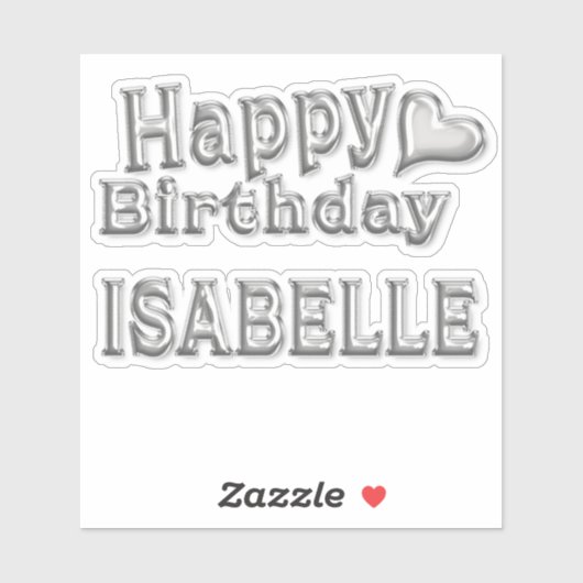 Isabelle Happy Birthday silver Aufkleber Sticker (Vel)