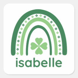 isabelle Name Clover Boho Rainbow Vierkante Sticker