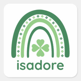 isadore Name Clover Boho Rainbow Vierkante Sticker