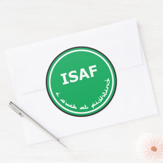 ISAF-Logo Ronde Sticker (Envelop)