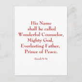 Isaiah9: 6b "Zijn naam wordt Wonderful genoemd." Briefkaart (Voorkant)