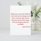 Isaiah 10:33 KJV Bijbelverse platte groet Kaart (Staand voorkant)