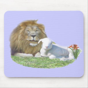 Isaiah 11:6 en de lammeren liggen neer met de l muismat