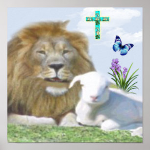 Isaiah 11: 6 Lion en het Lamb-Poster Poster