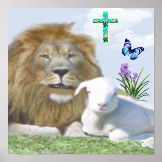 Isaiah 11: 6 Lion en het Lamb-Poster Poster (Voorkant)