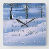Isaiah 1:18 Inspirerend vierkante wandklok (Voorkant)