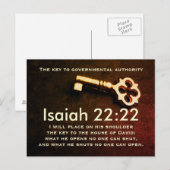 Isaiah 22:22 Sleutel van het Huis van David Bible  Briefkaart (Voorkant / Achterkant)